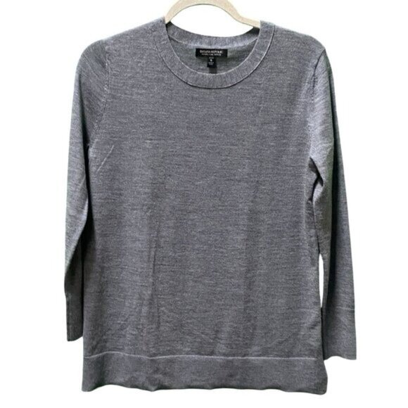 Banana Republic Long Sleeve Extra Fine Merino Wool Gray Sweater Size S/P - Picture 3 of 4